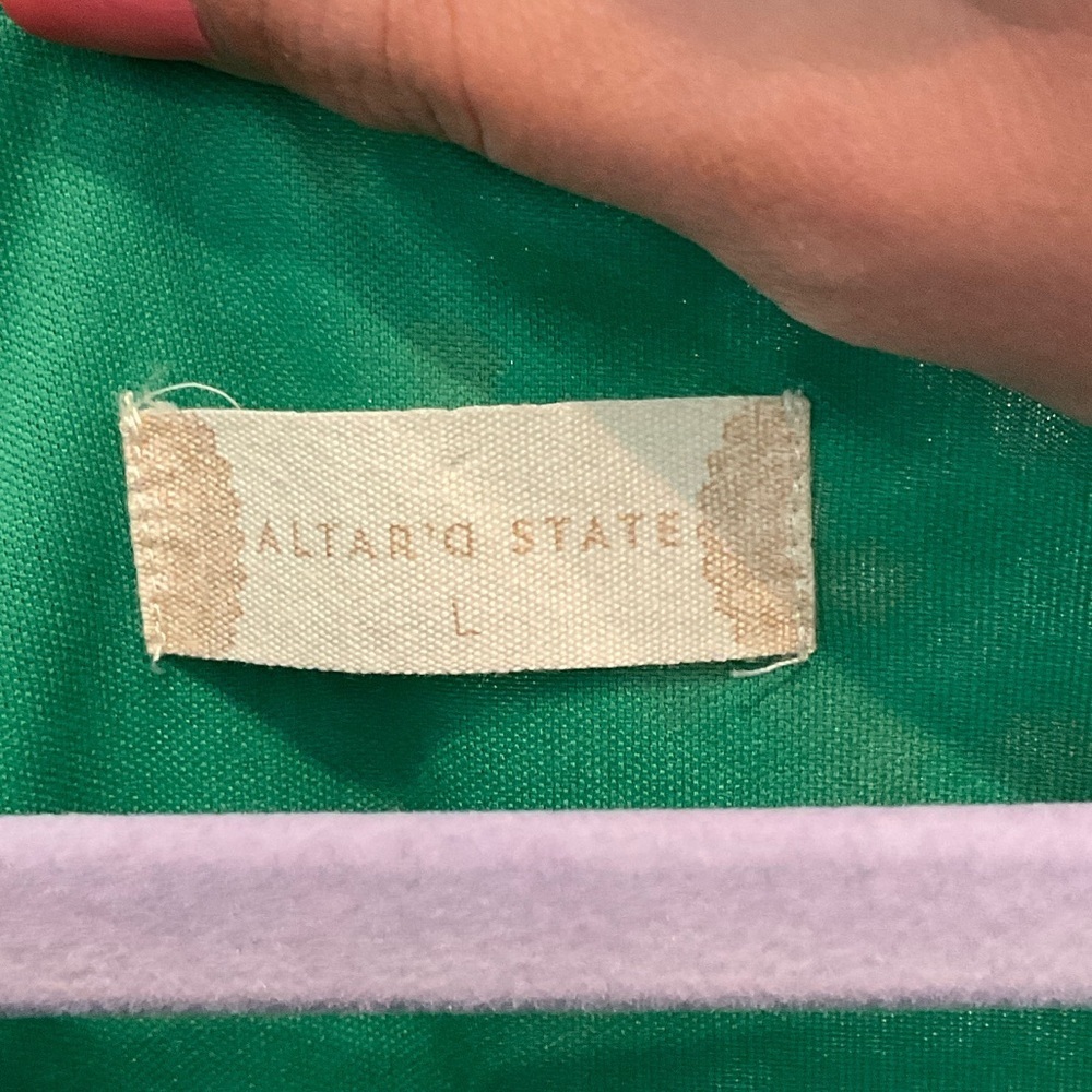 Vintage Altar'd State Green Floral Mini Dress w/ smocking Size L - Picture 2 of 9